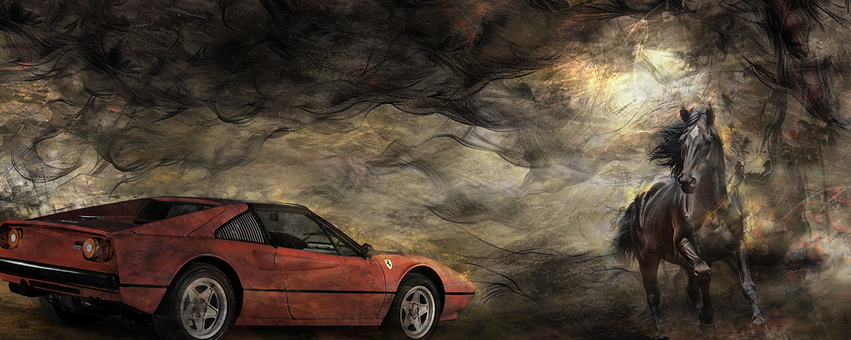 Oeuvre FERRARI 308gts – Artiste Caroline LLONG – Tableau Ferrari